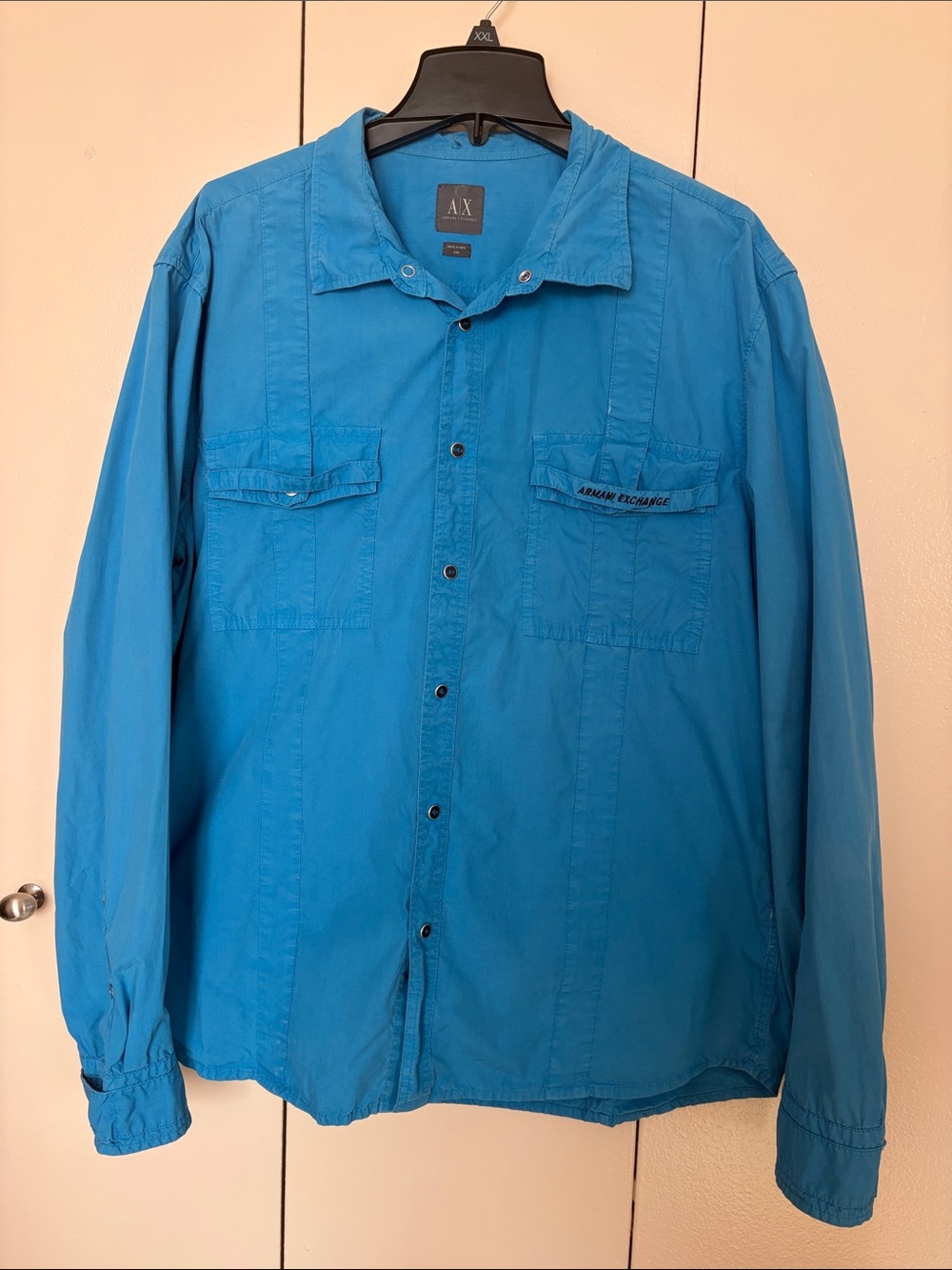 A/X Armani Exchange Men’s Bright Blue Lightweight Shirt Jacket
